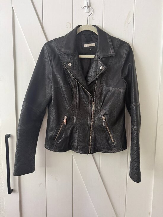 Black Rivet Jackets & Blazers - Black Rivet Quilted Black Leather Moto Jacket